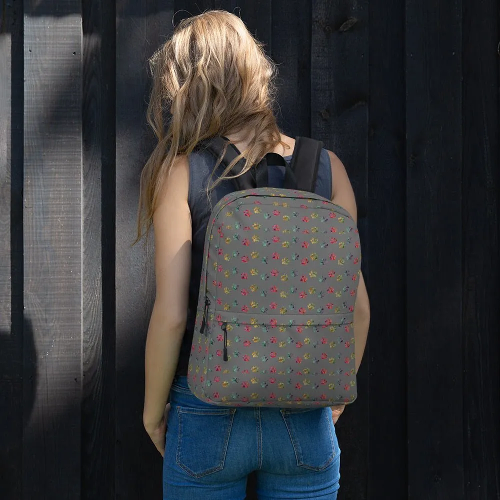 Grey Paw Prints Dog Backpack