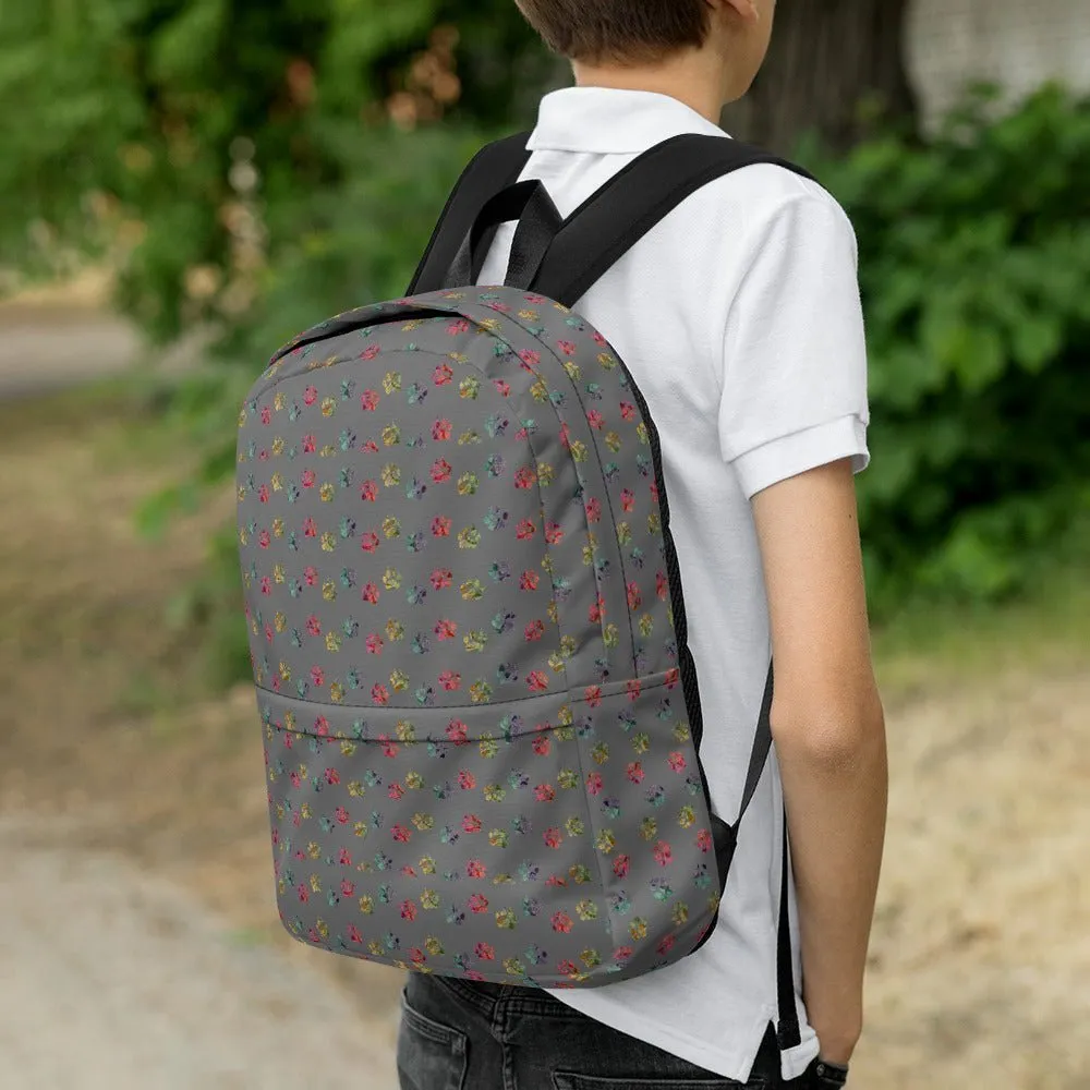 Grey Paw Prints Dog Backpack