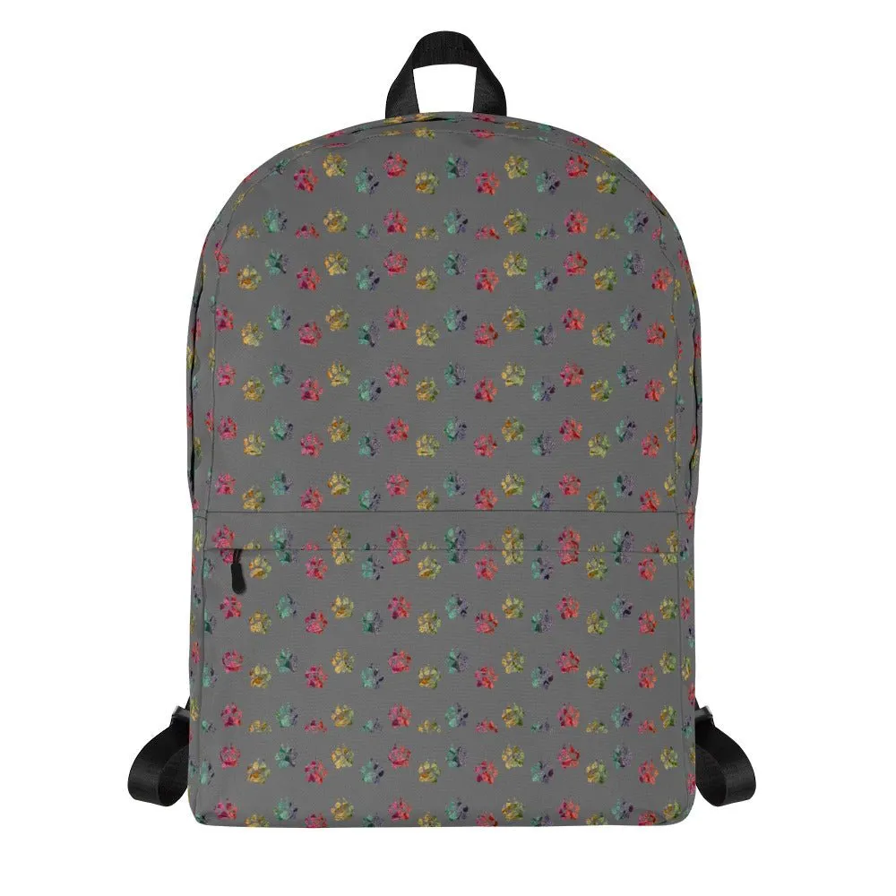 Grey Paw Prints Dog Backpack