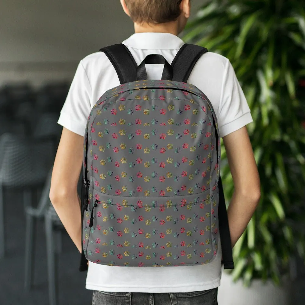 Grey Paw Prints Dog Backpack