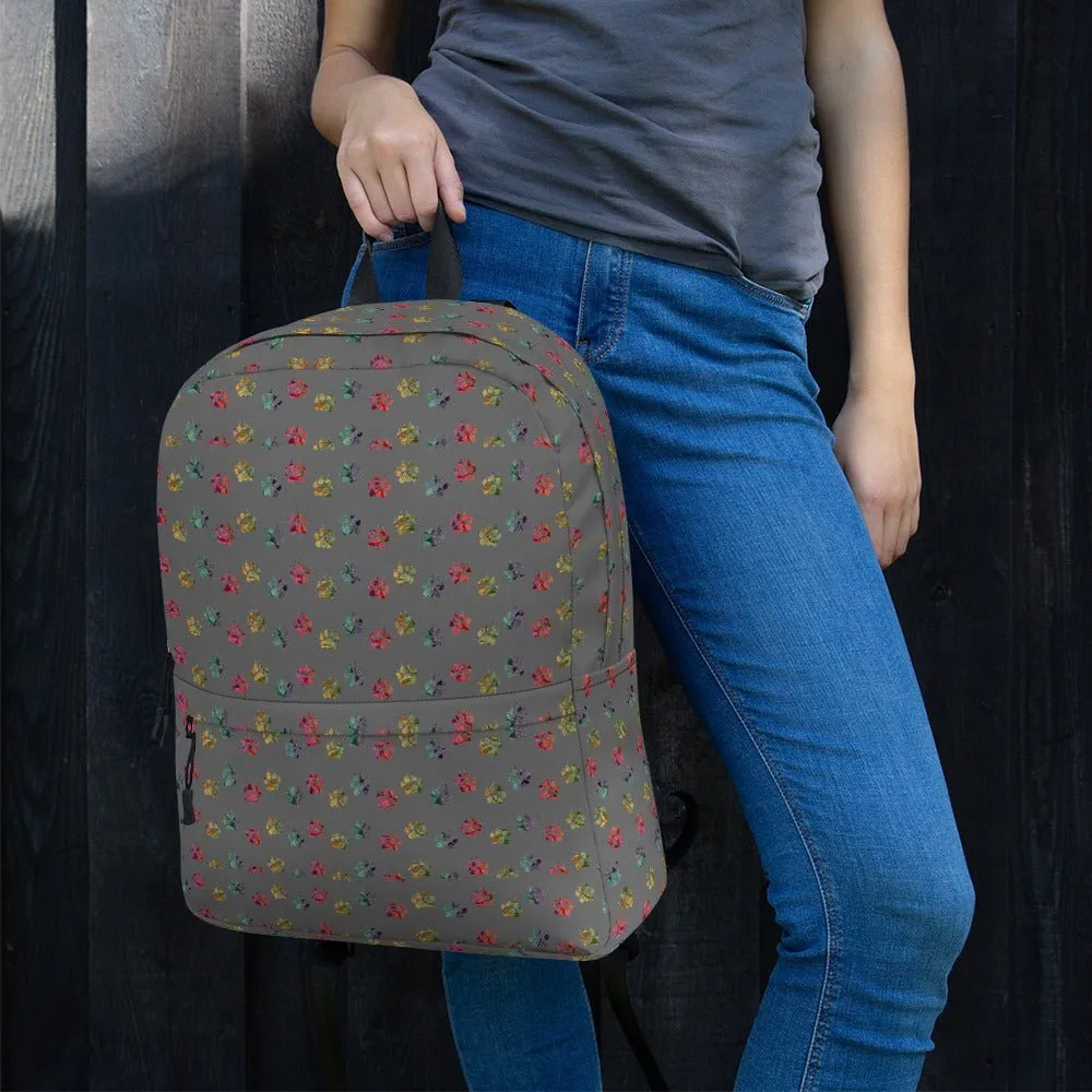 Grey Paw Prints Dog Backpack