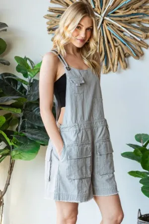 Grey Washed Cargo Romper