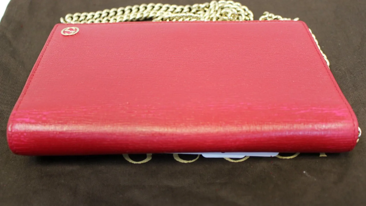 GUCCI Chain Red/Fuchsia Crossbody Clutch Bag