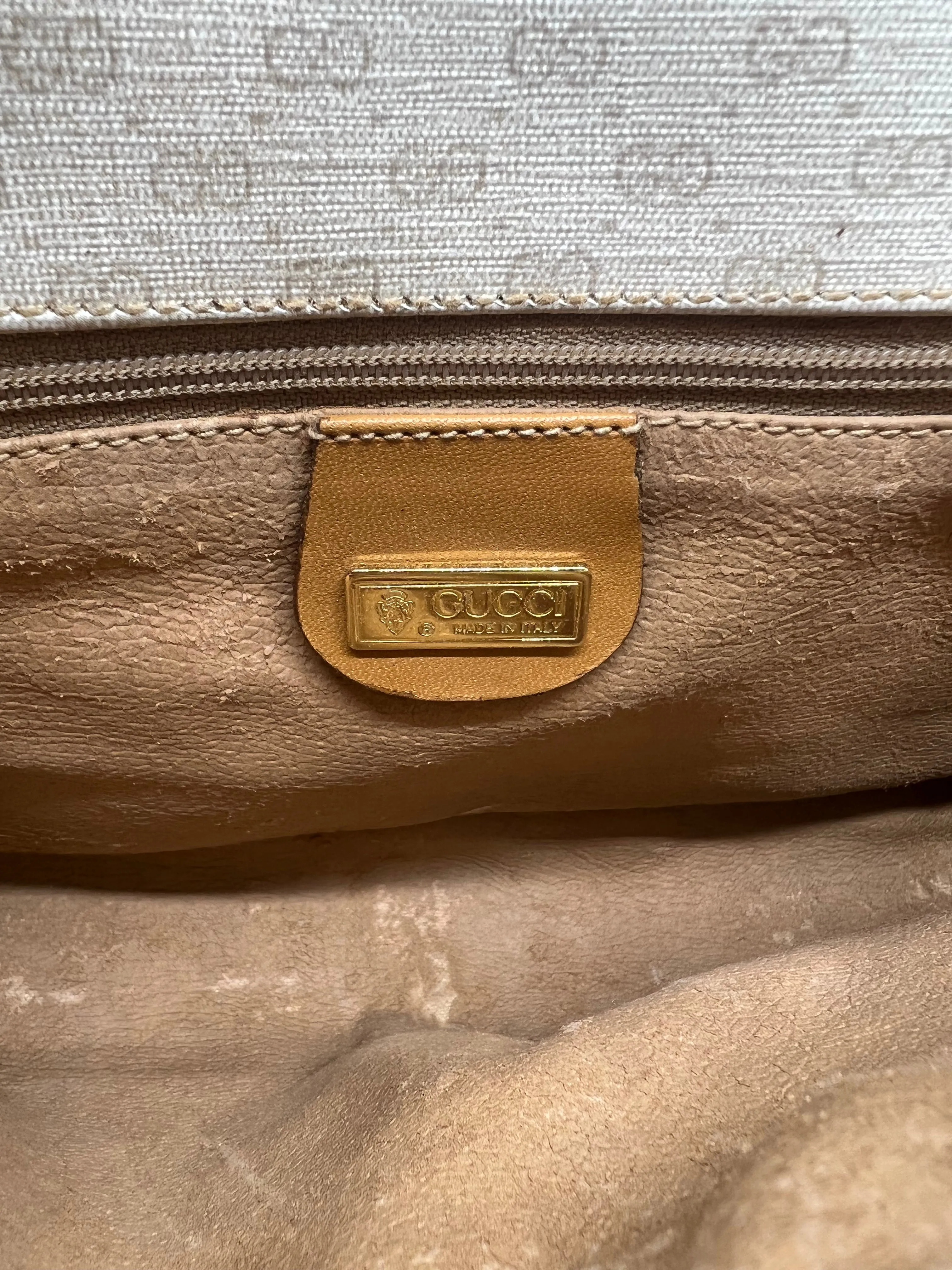 Gucci Cream Tan Vintage GG Crossbody Shoulder Bag