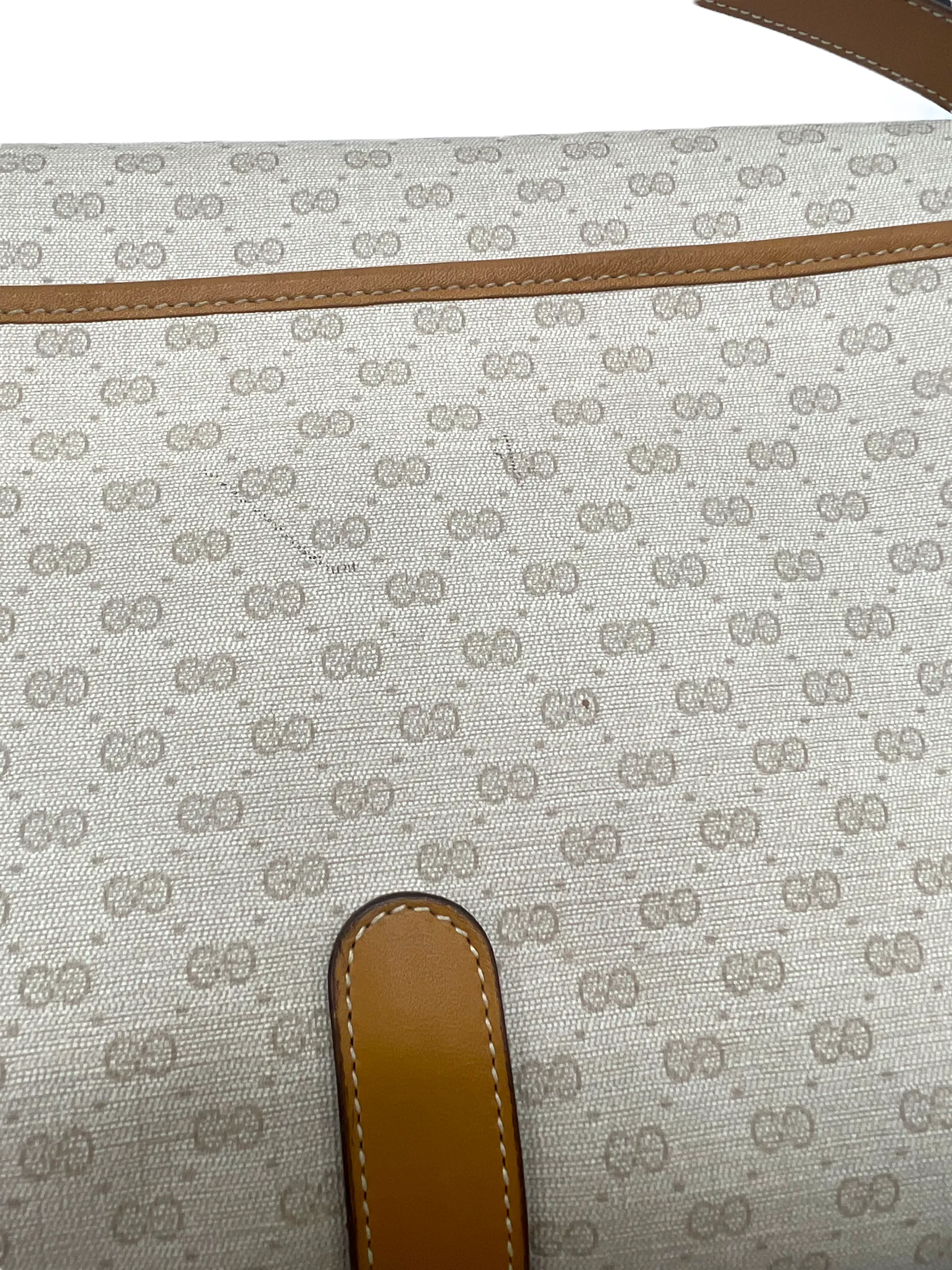 Gucci Cream Tan Vintage GG Crossbody Shoulder Bag