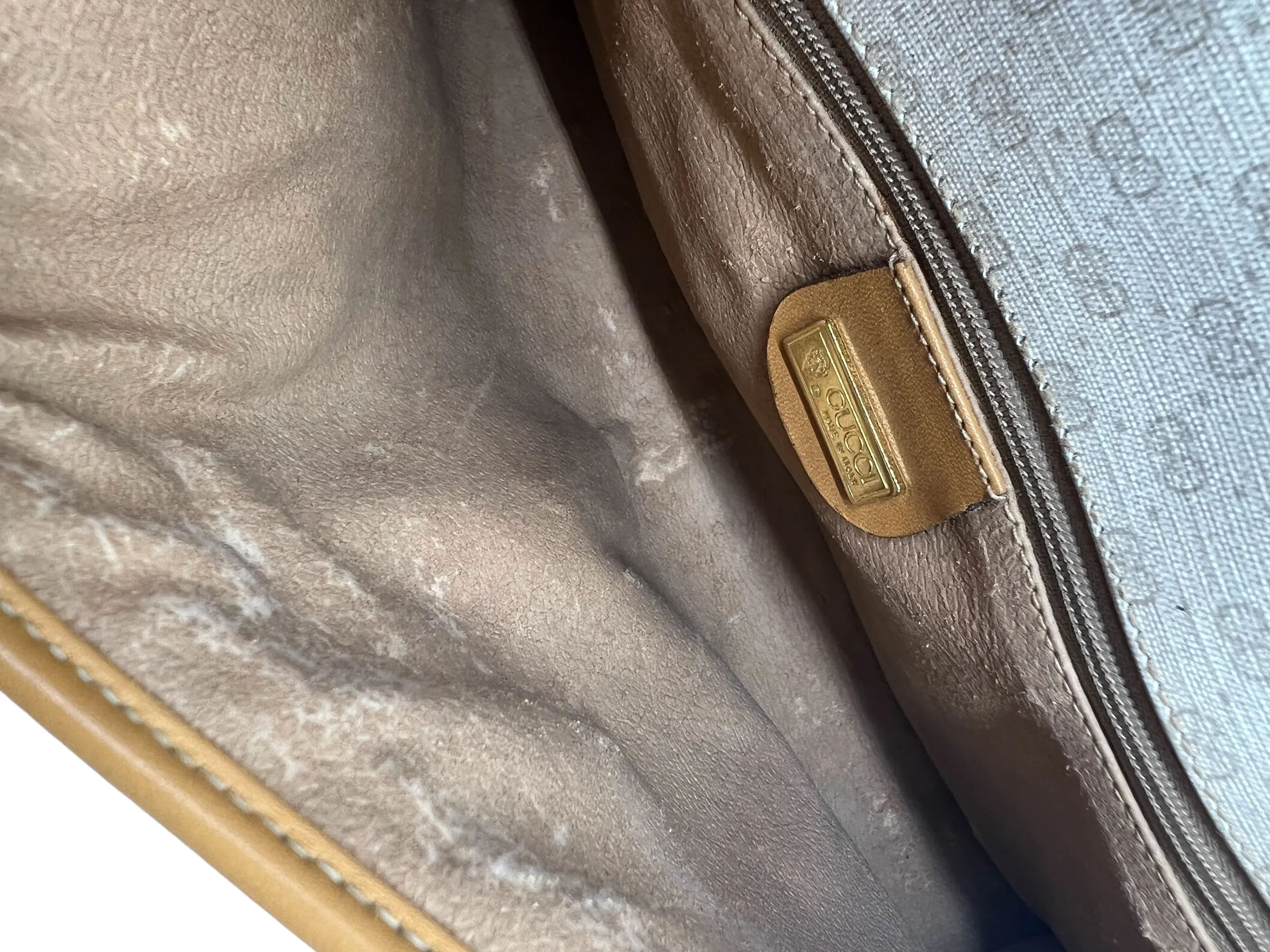 Gucci Cream Tan Vintage GG Crossbody Shoulder Bag
