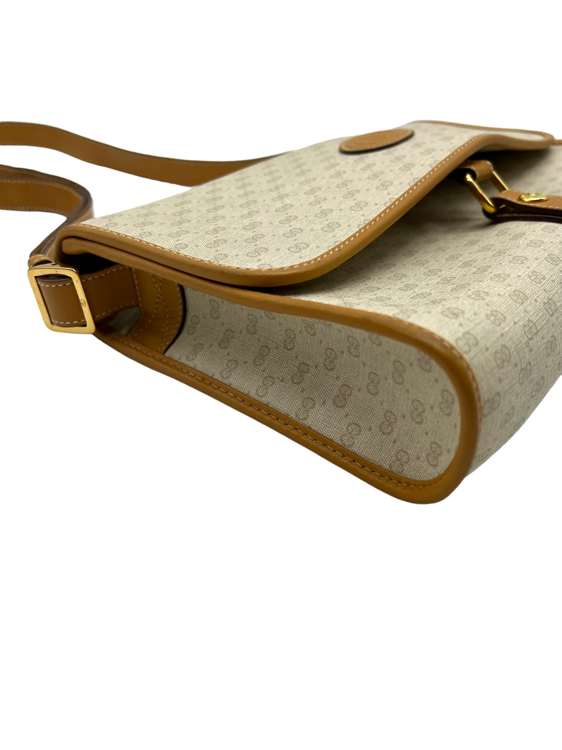 Gucci Cream Tan Vintage GG Crossbody Shoulder Bag