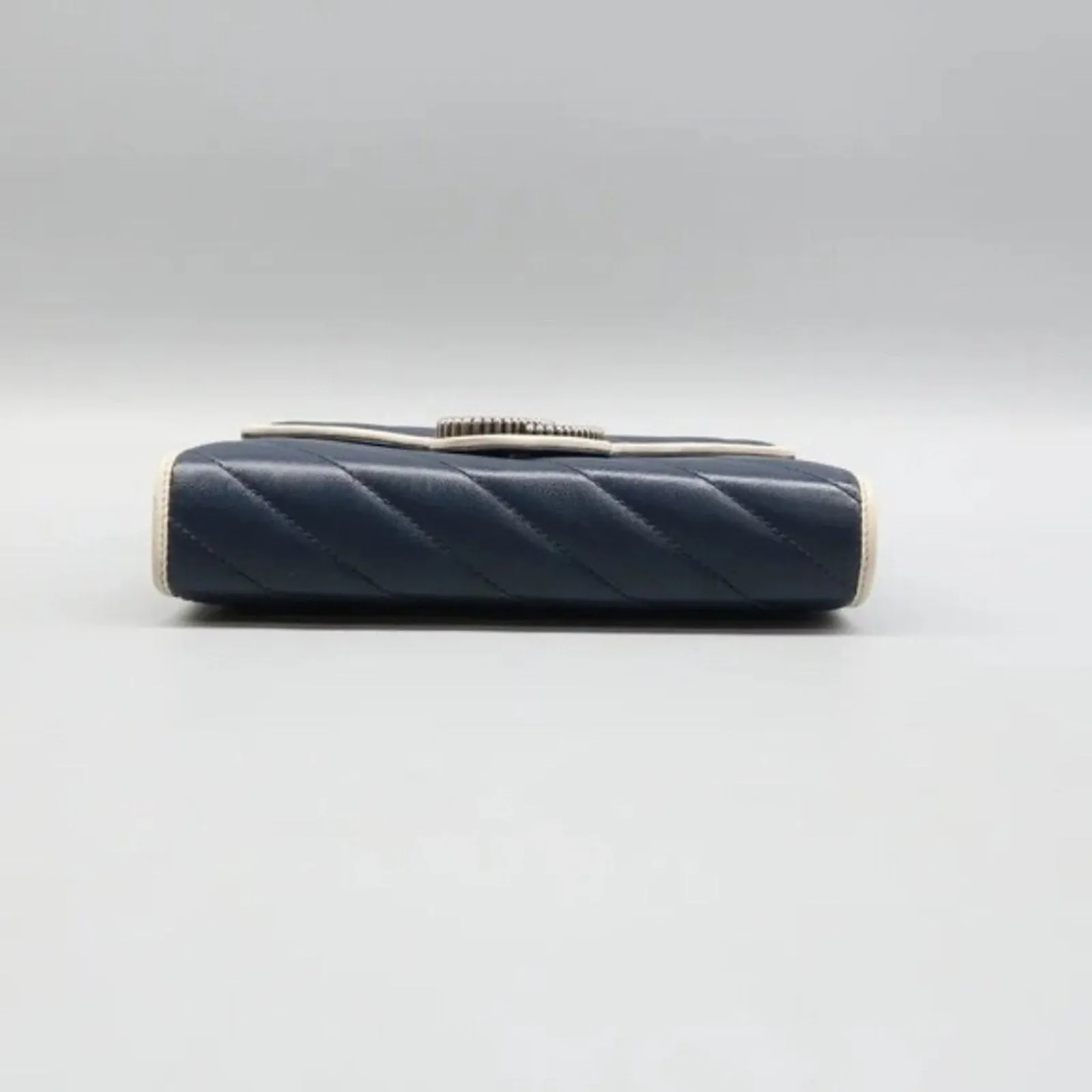 GUCCI GG Marmont Chain Wallet Blue Leather Shoulder Bag