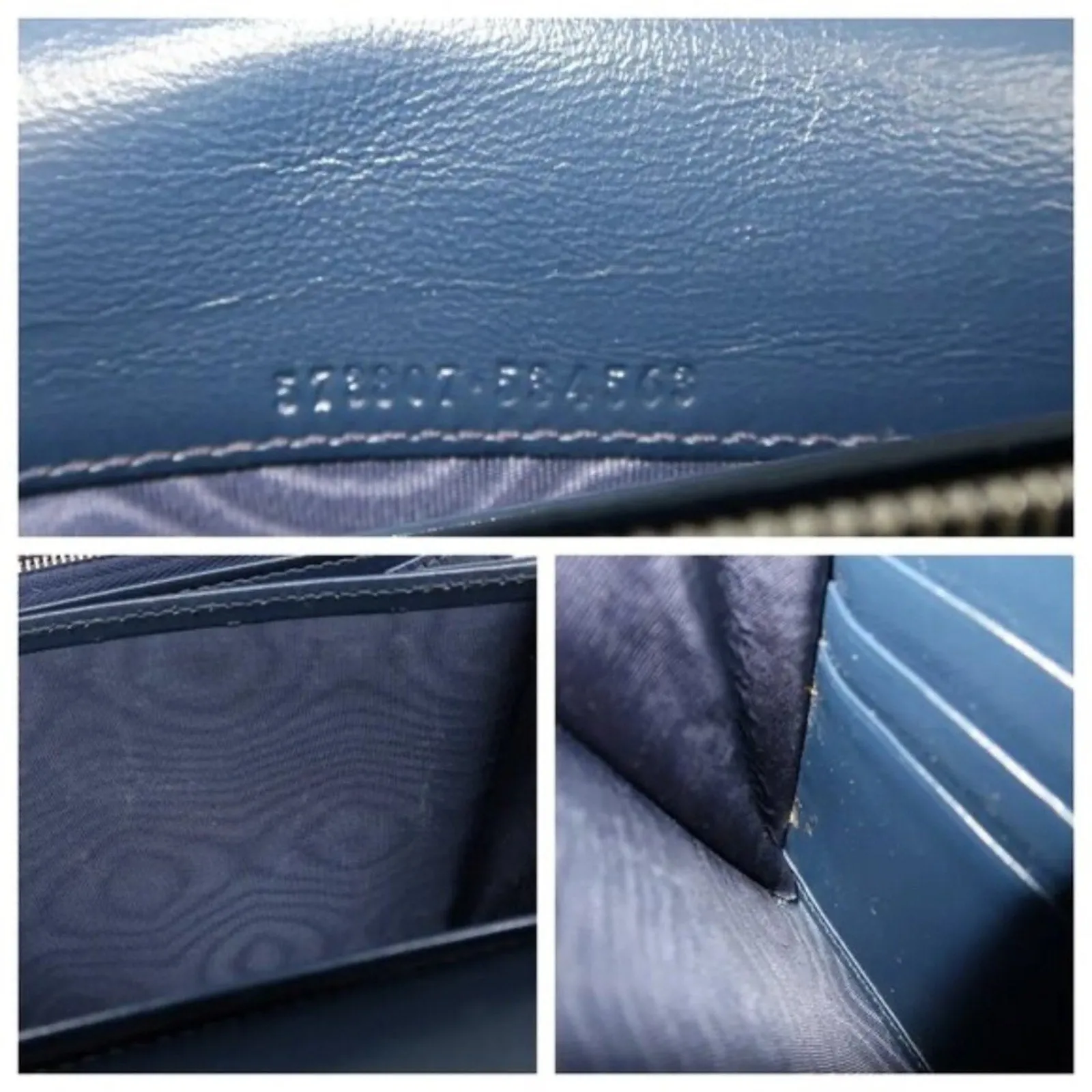 GUCCI GG Marmont Chain Wallet Blue Leather Shoulder Bag