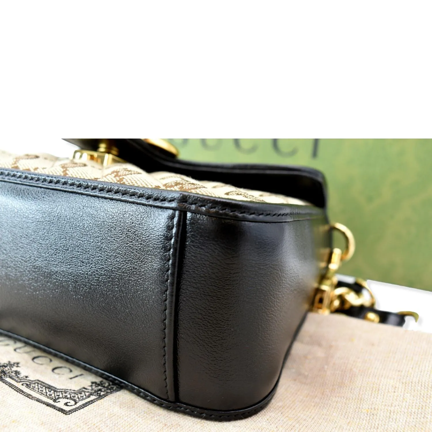 GUCCI GG Marmont Mini Top Handle Crossbody Bag 583571 Beige