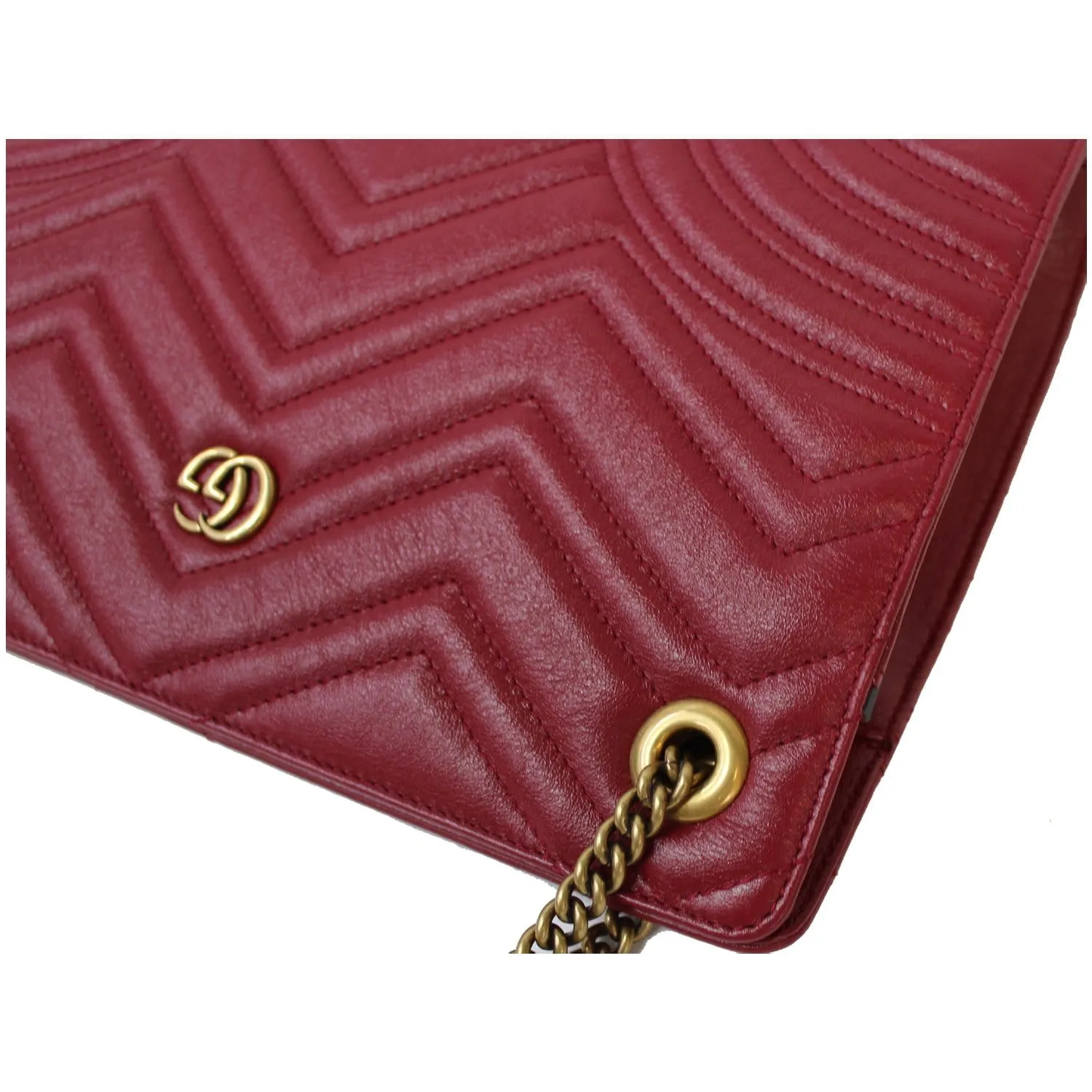 GUCCI GG Marmont Slim Calfskin Matelasse Shoulder Bag Cherry 524592