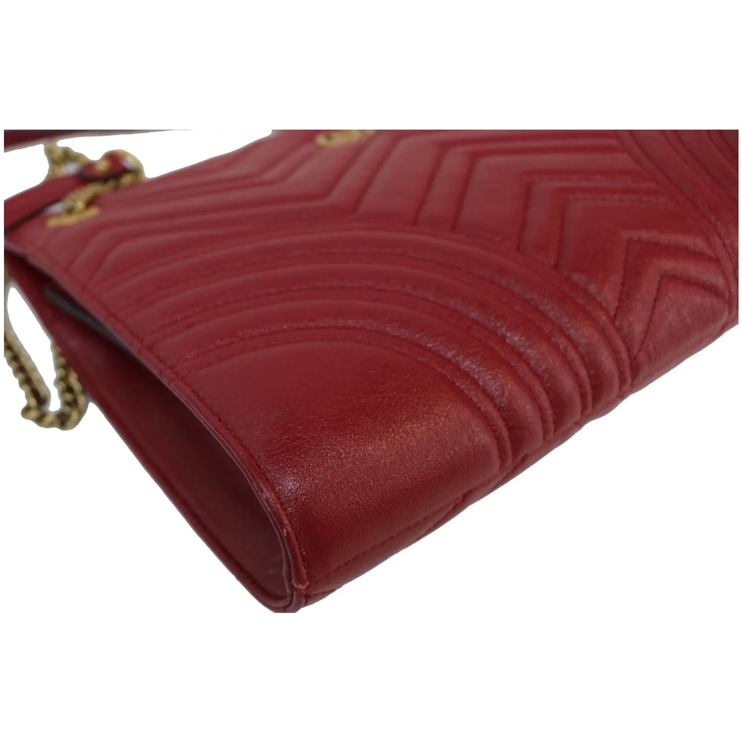 GUCCI GG Marmont Slim Calfskin Matelasse Shoulder Bag Cherry 524592