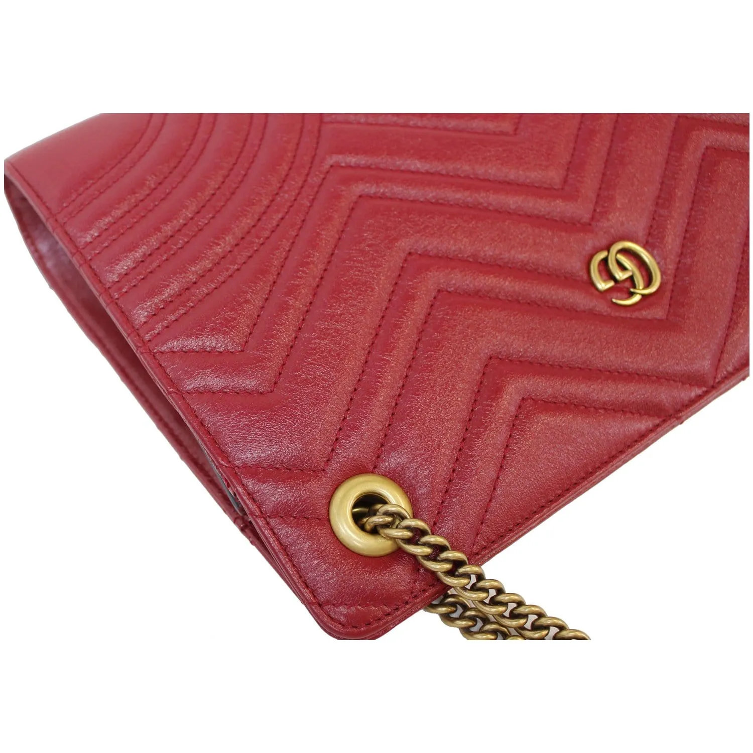 GUCCI GG Marmont Slim Calfskin Matelasse Shoulder Bag Cherry 524592