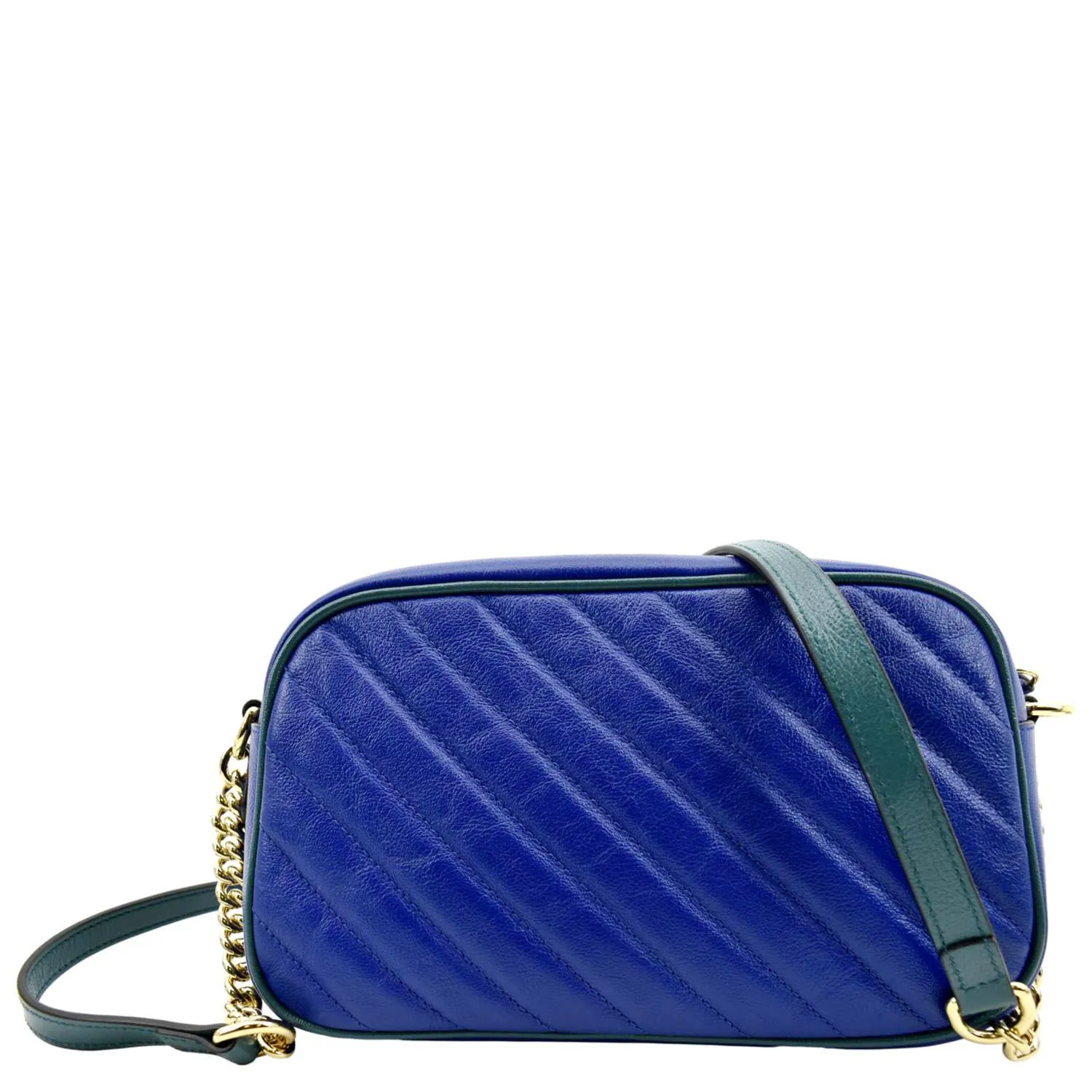 GUCCI GG Marmont Small Diagonal Leather Crossbody Bag Blue 447632