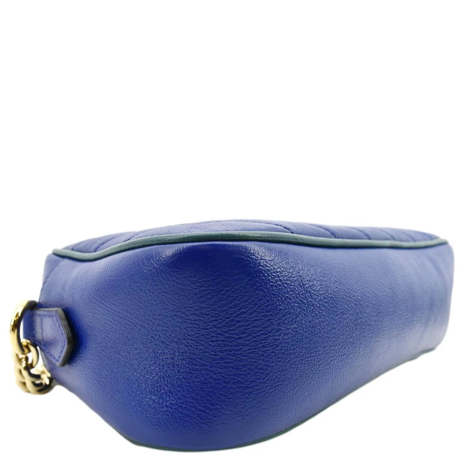 GUCCI GG Marmont Small Diagonal Leather Crossbody Bag Blue 447632