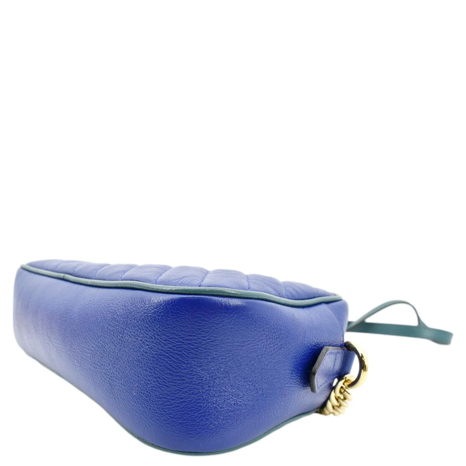 GUCCI GG Marmont Small Diagonal Leather Crossbody Bag Blue 447632