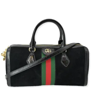 GUCCI Ophidia GG Suede Web Top Handle Shoulder Bag Black 524532