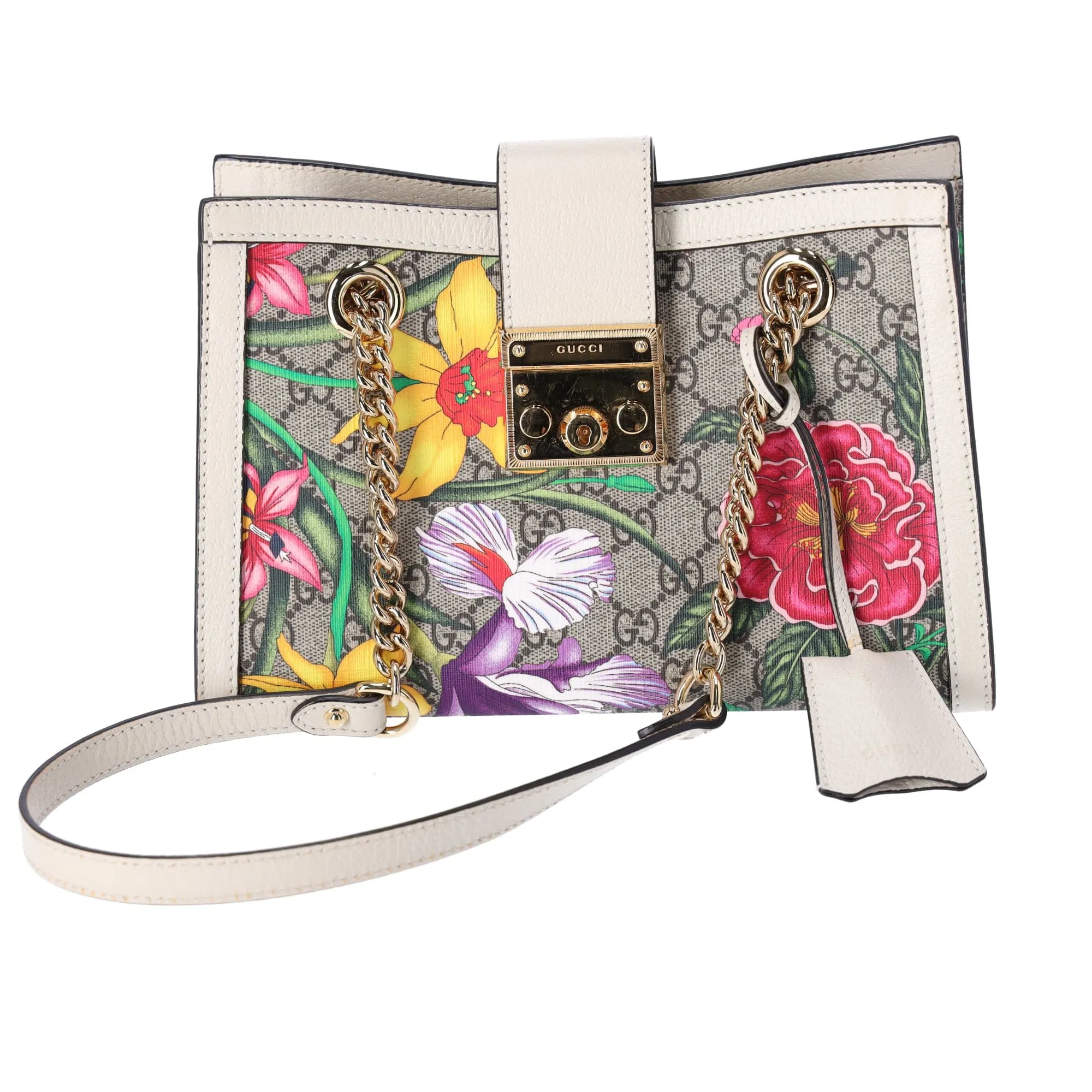 GUCCI Padlock GG Small Shoulder Bag 498156 Beige Cream Floral