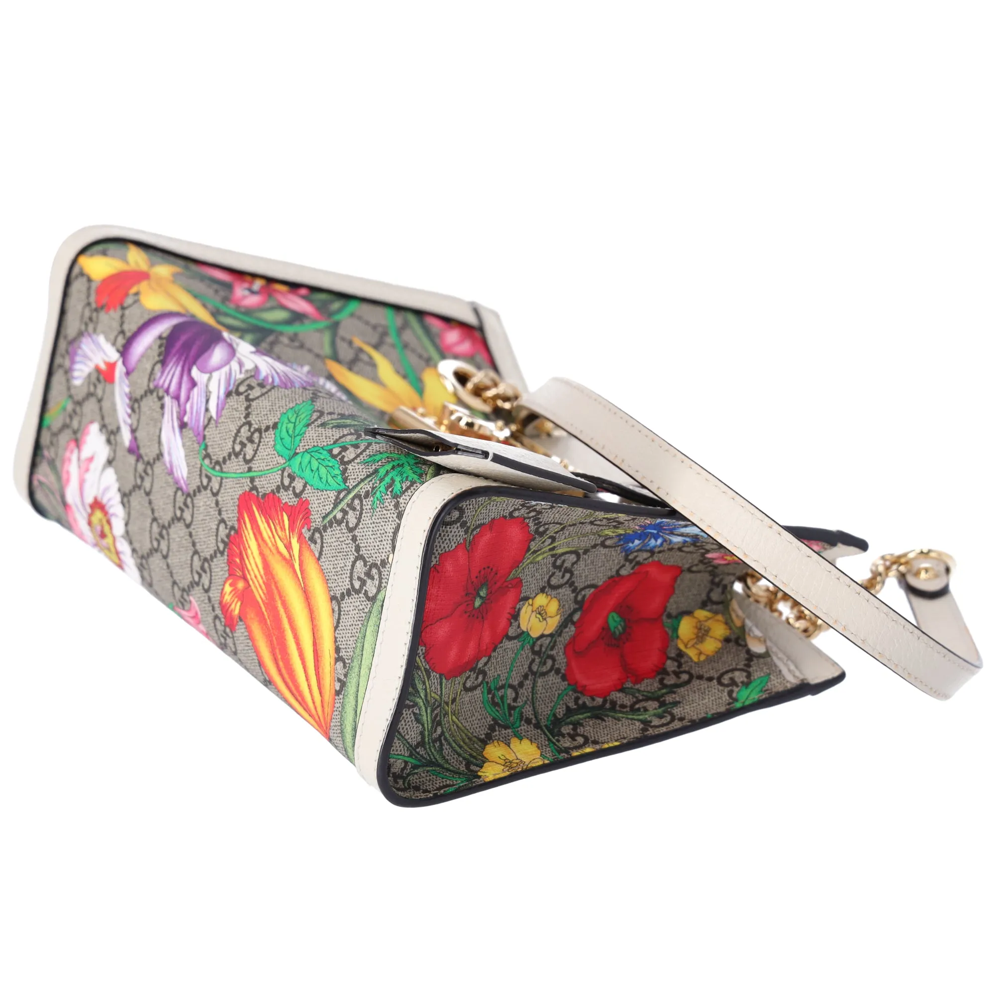 GUCCI Padlock GG Small Shoulder Bag 498156 Beige Cream Floral
