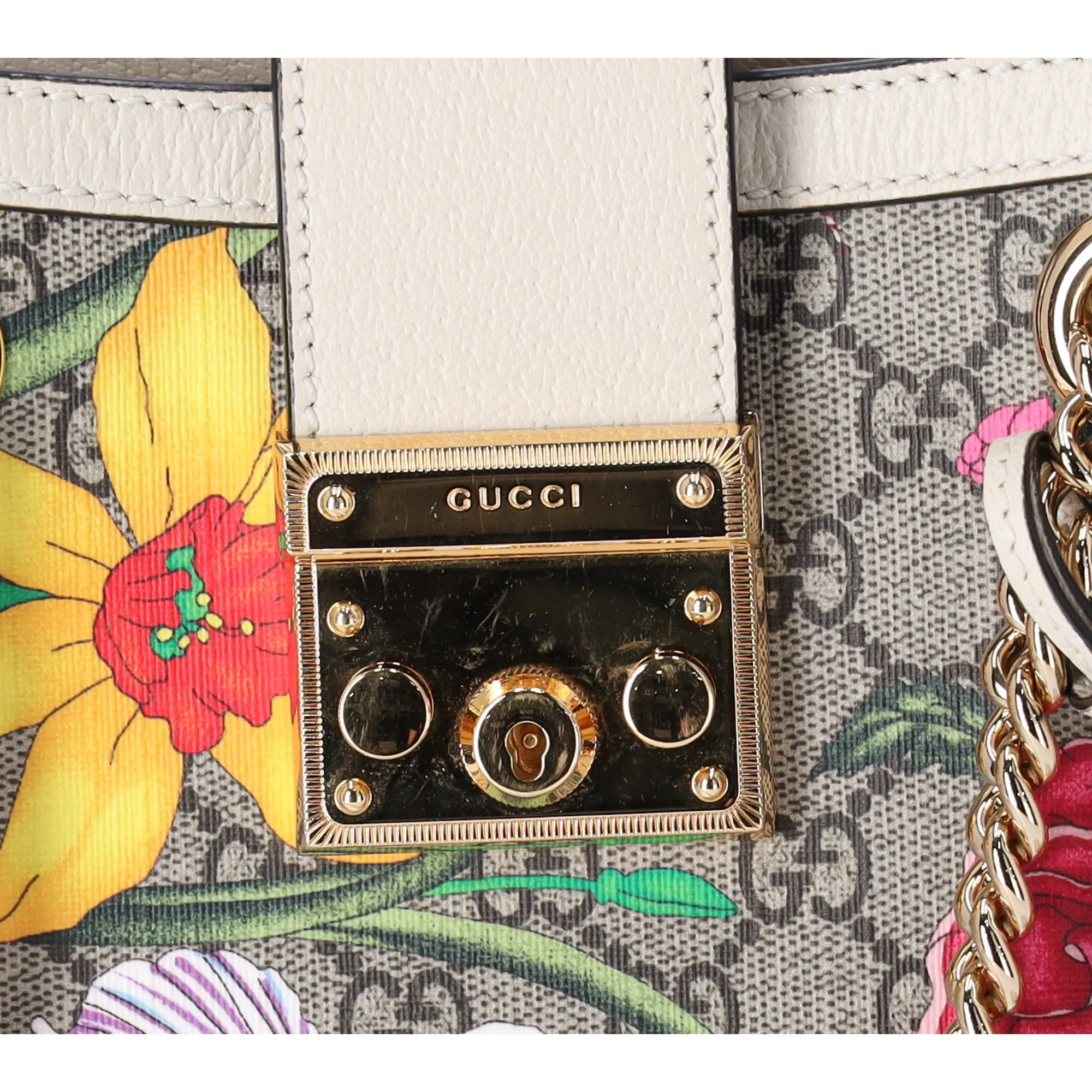 GUCCI Padlock GG Small Shoulder Bag 498156 Beige Cream Floral