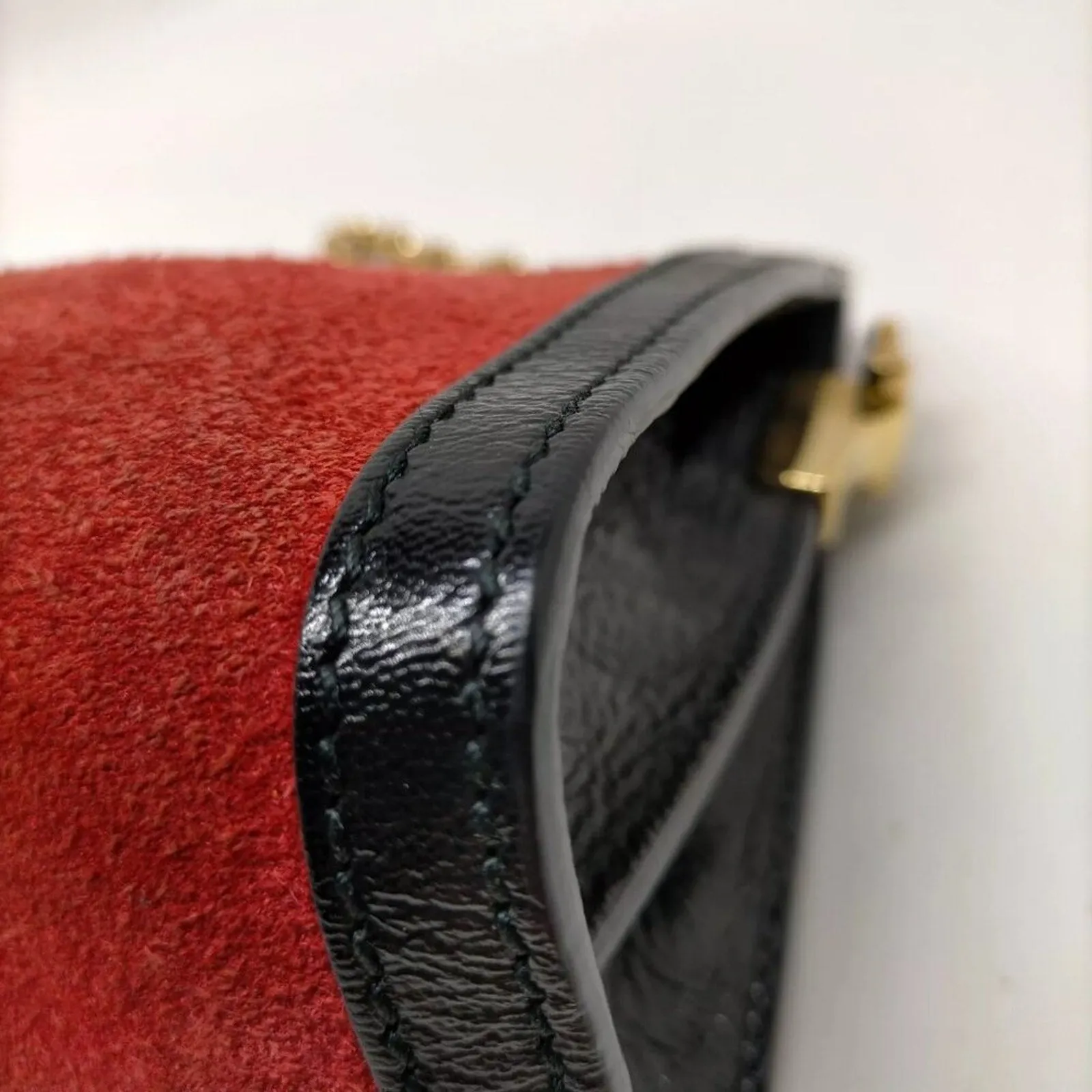 Gucci Sherry Line Red Suede Leather Shoulder Bag