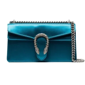 Gucci Small Dionysus Satin Shoulder Bag in Blue