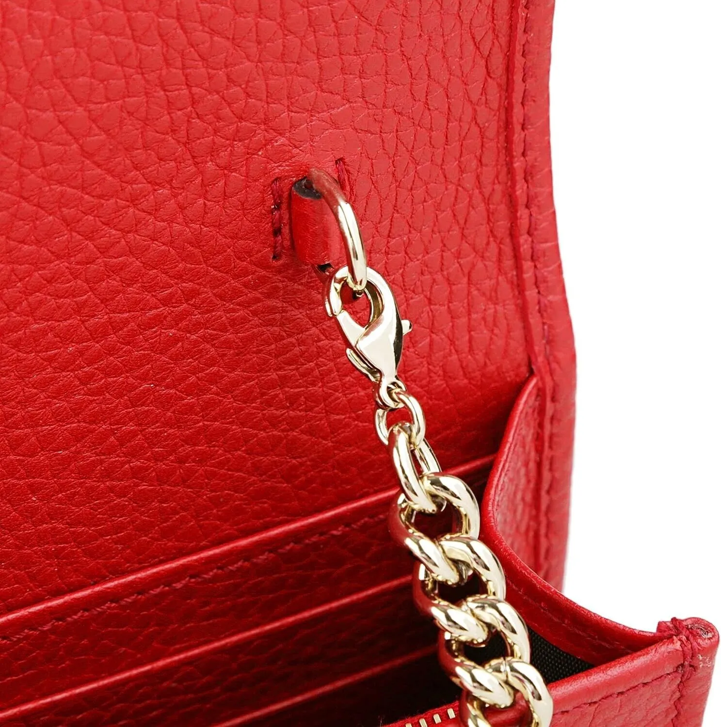 Gucci Soho Red GG Crossbody Wallet Leather Handbag Shoulder Purse Bag Italy NEW