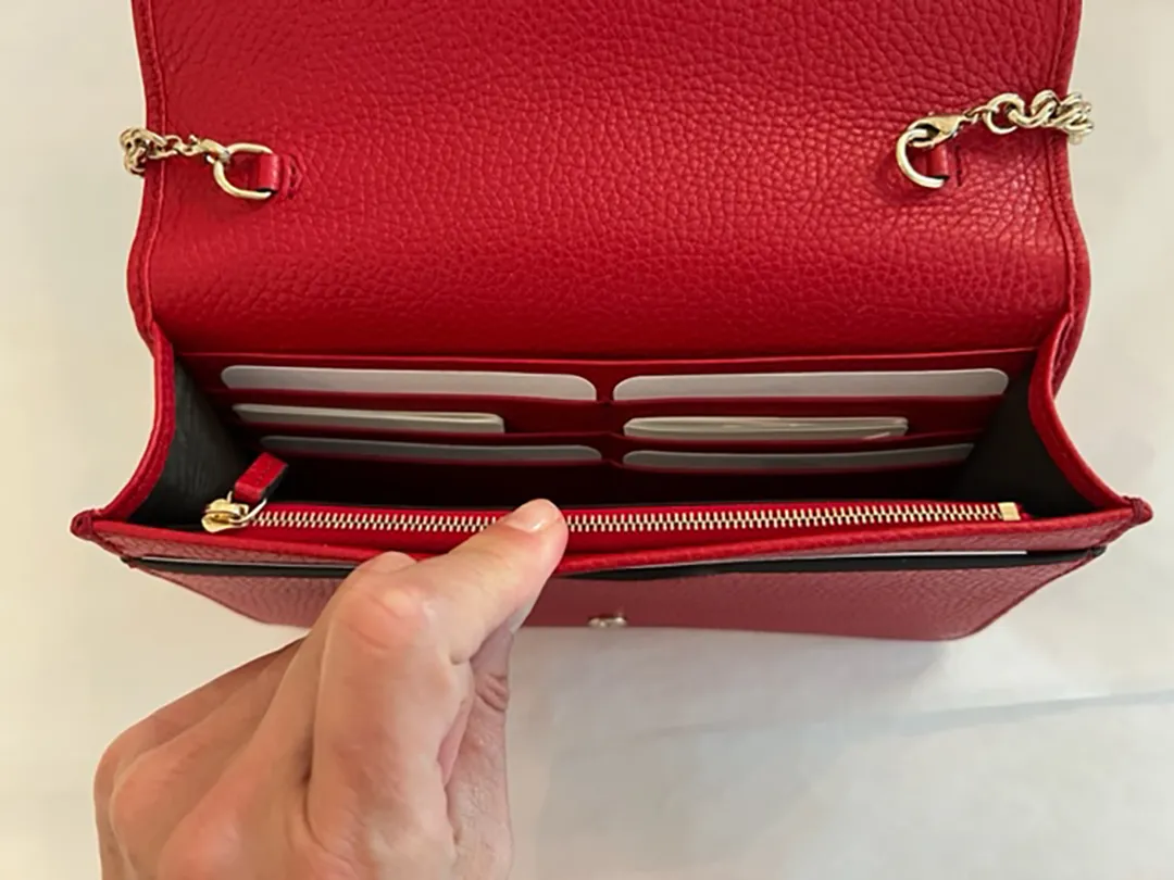 Gucci Soho Red GG Crossbody Wallet Leather Handbag Shoulder Purse Bag Italy NEW