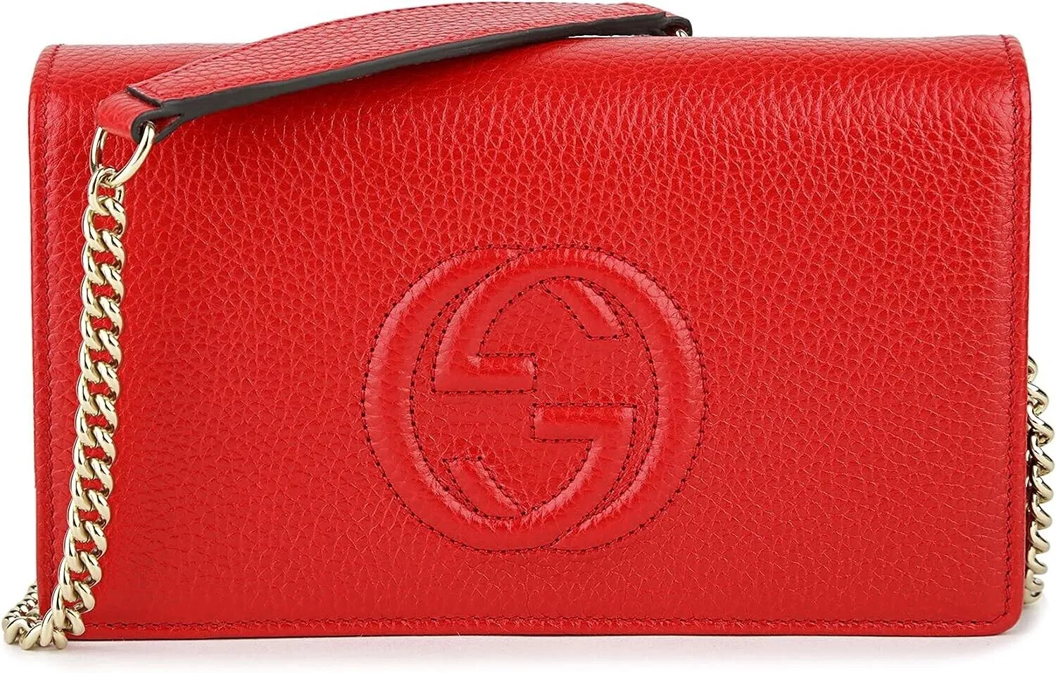 Gucci Soho Red GG Crossbody Wallet Leather Handbag Shoulder Purse Bag Italy NEW