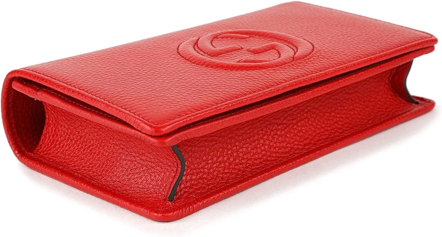 Gucci Soho Red GG Crossbody Wallet Leather Handbag Shoulder Purse Bag Italy NEW