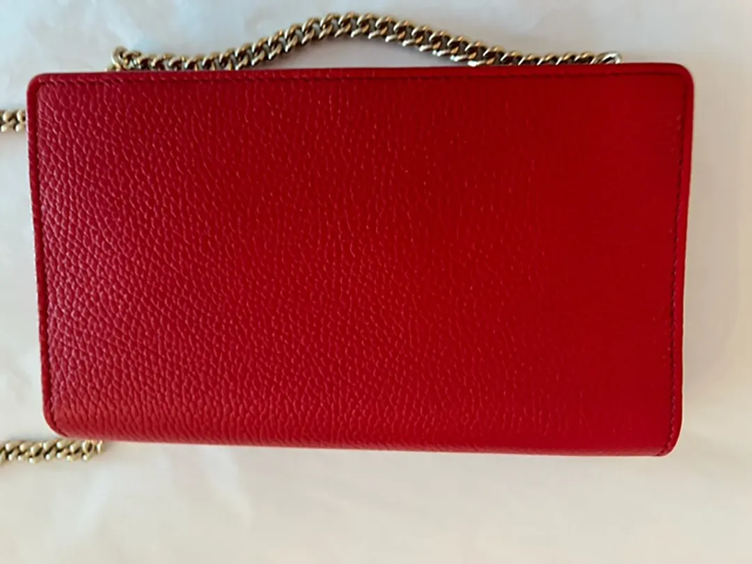 Gucci Soho Red GG Crossbody Wallet Leather Handbag Shoulder Purse Bag Italy NEW