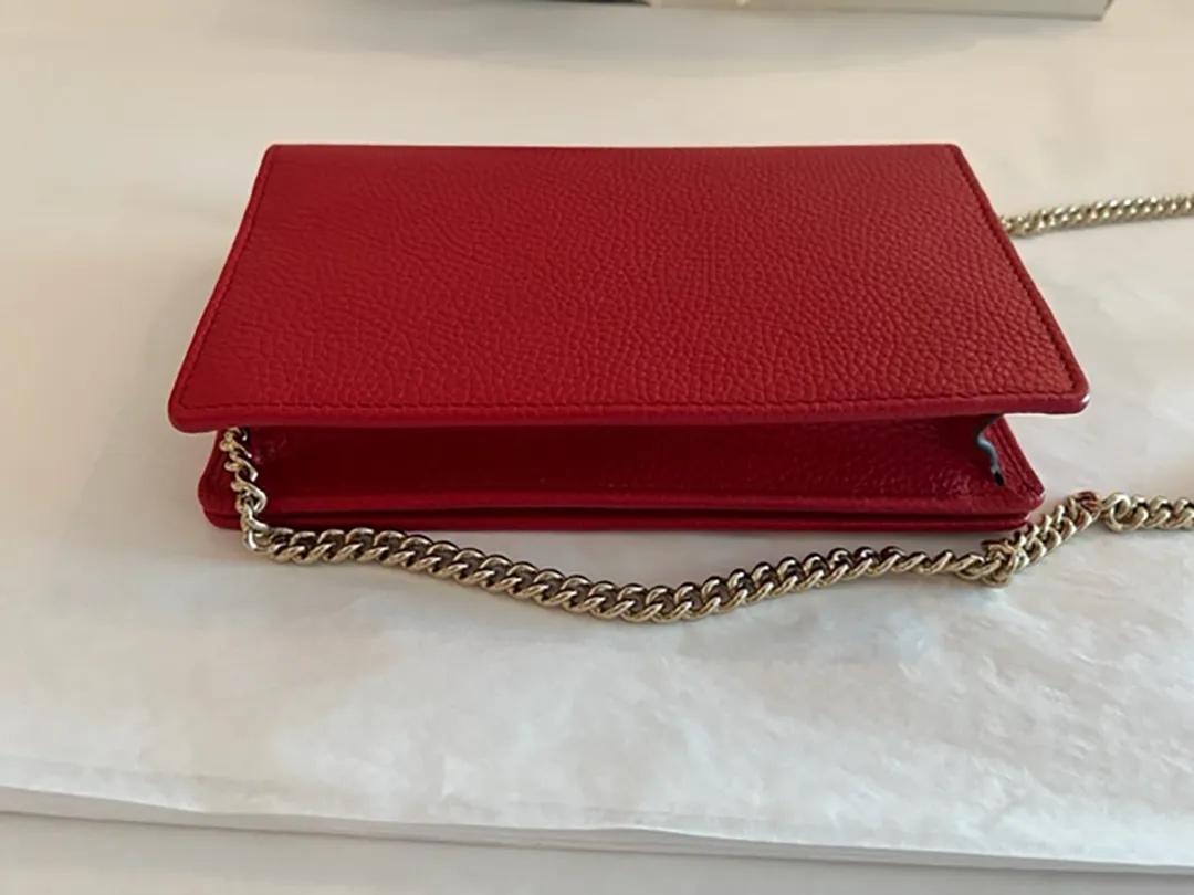 Gucci Soho Red GG Crossbody Wallet Leather Handbag Shoulder Purse Bag Italy NEW
