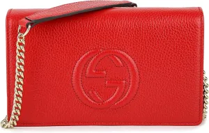 Gucci Soho Red GG Crossbody Wallet Leather Handbag Shoulder Purse Bag Italy NEW