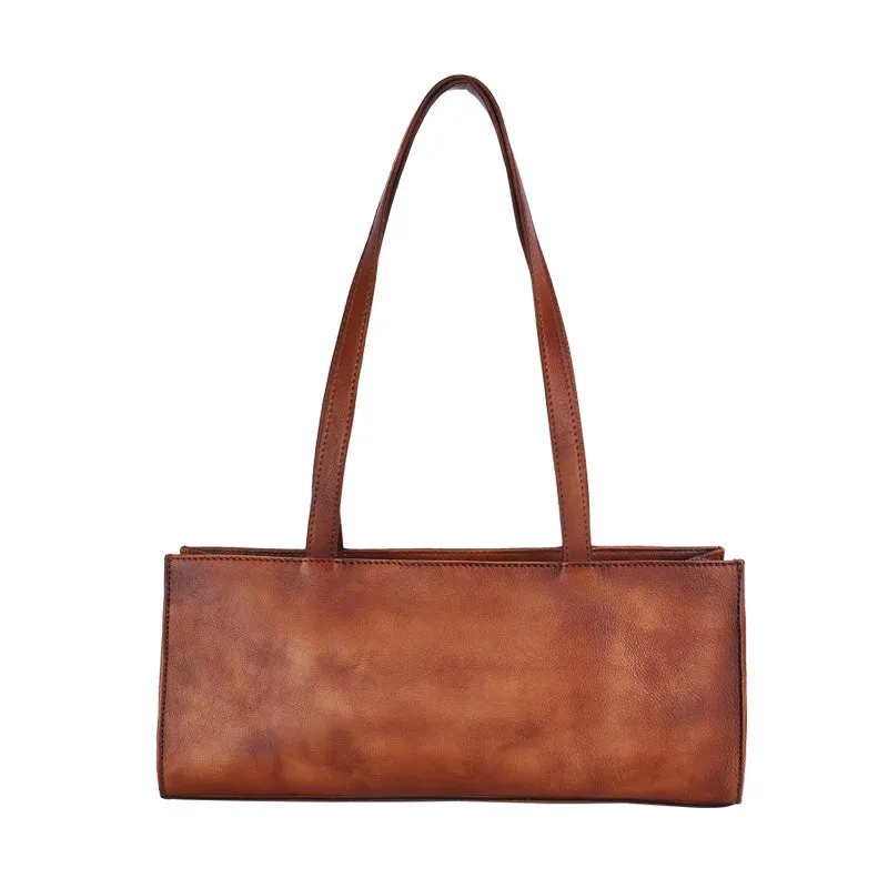 Handmade Purple Leather Womens Vintage Baguette Bag Best Baguette Shoulder Bag Crossbody Purses for Ladies