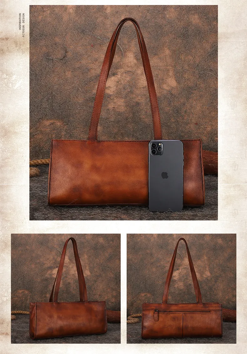 Handmade Purple Leather Womens Vintage Baguette Bag Best Baguette Shoulder Bag Crossbody Purses for Ladies