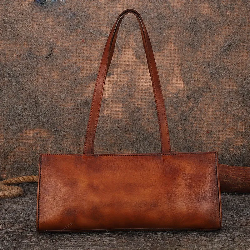 Handmade Purple Leather Womens Vintage Baguette Bag Best Baguette Shoulder Bag Crossbody Purses for Ladies