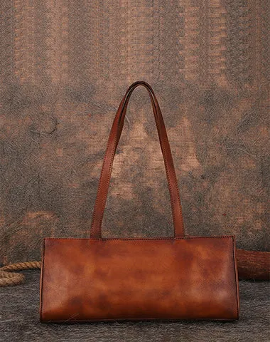 Handmade Purple Leather Womens Vintage Baguette Bag Best Baguette Shoulder Bag Crossbody Purses for Ladies