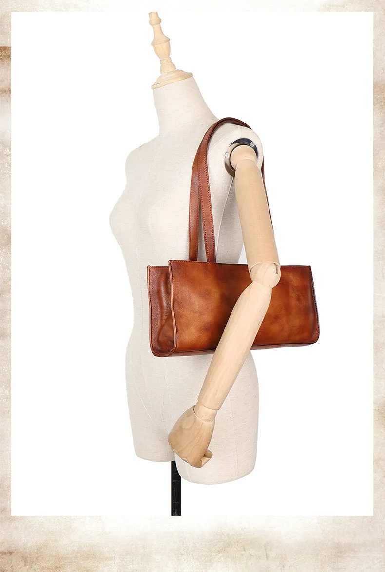 Handmade Purple Leather Womens Vintage Baguette Bag Best Baguette Shoulder Bag Crossbody Purses for Ladies