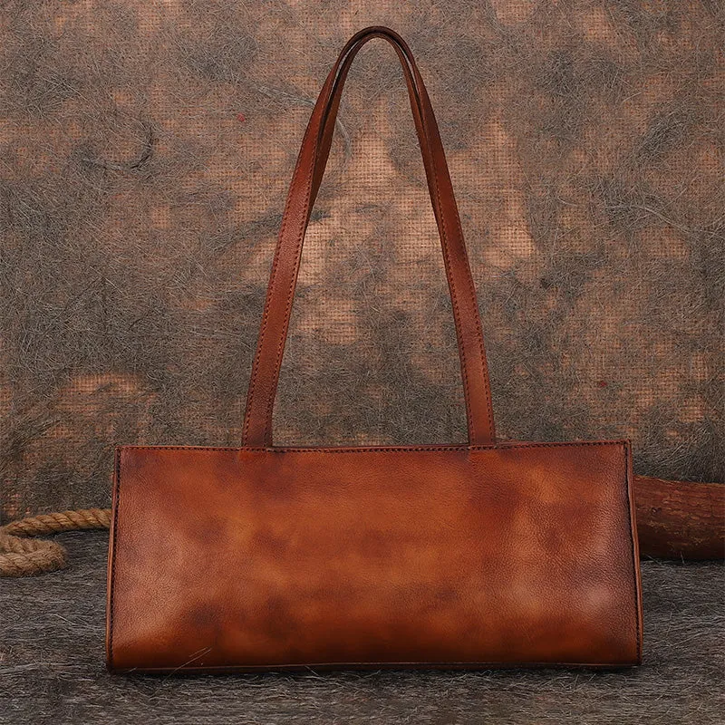 Handmade Purple Leather Womens Vintage Baguette Bag Best Baguette Shoulder Bag Crossbody Purses for Ladies