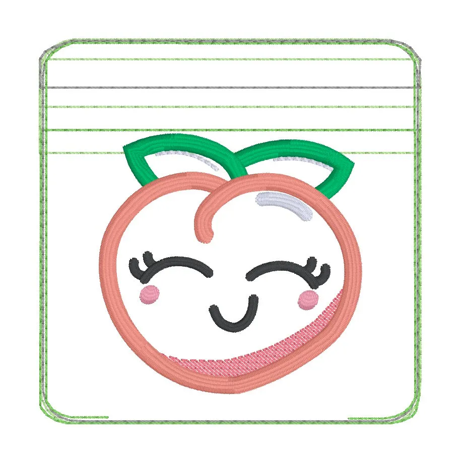 Happy Peach applique ITH Bag embroidery design (5 sizes available) June '24 Mystery Bundle DIGITAL DOWNLOAD