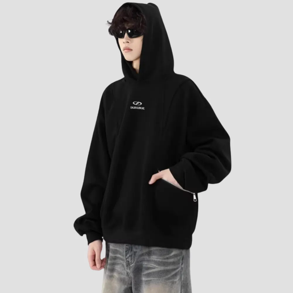 Heavy Dual Zip Embroidered Hoodie