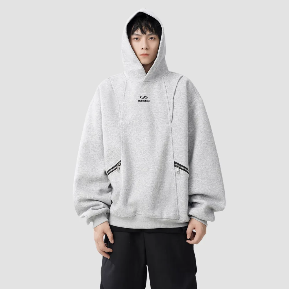 Heavy Dual Zip Embroidered Hoodie