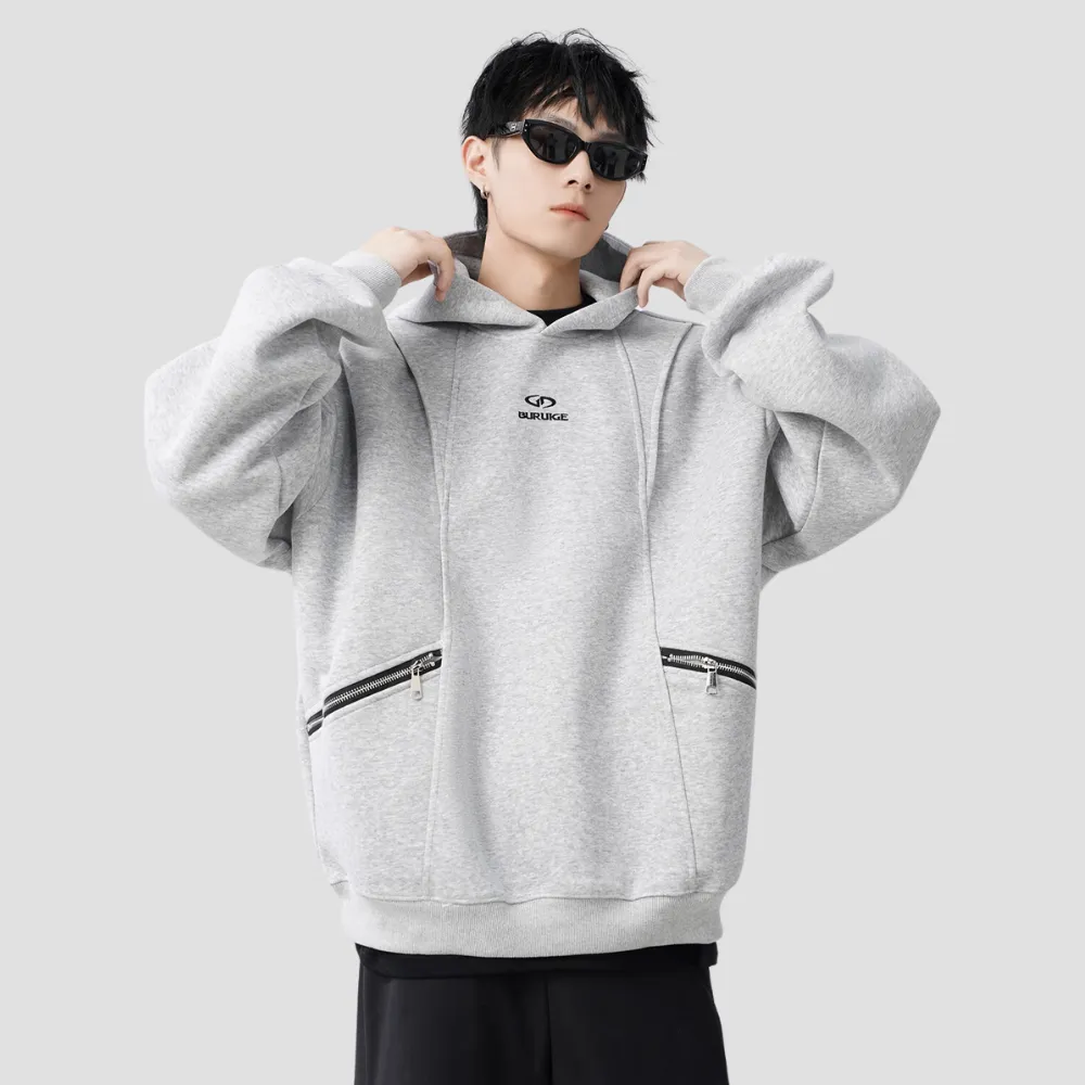 Heavy Dual Zip Embroidered Hoodie