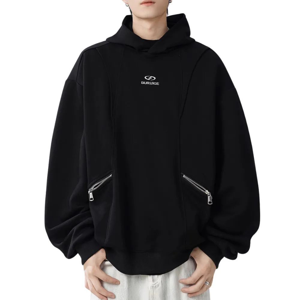 Heavy Dual Zip Embroidered Hoodie