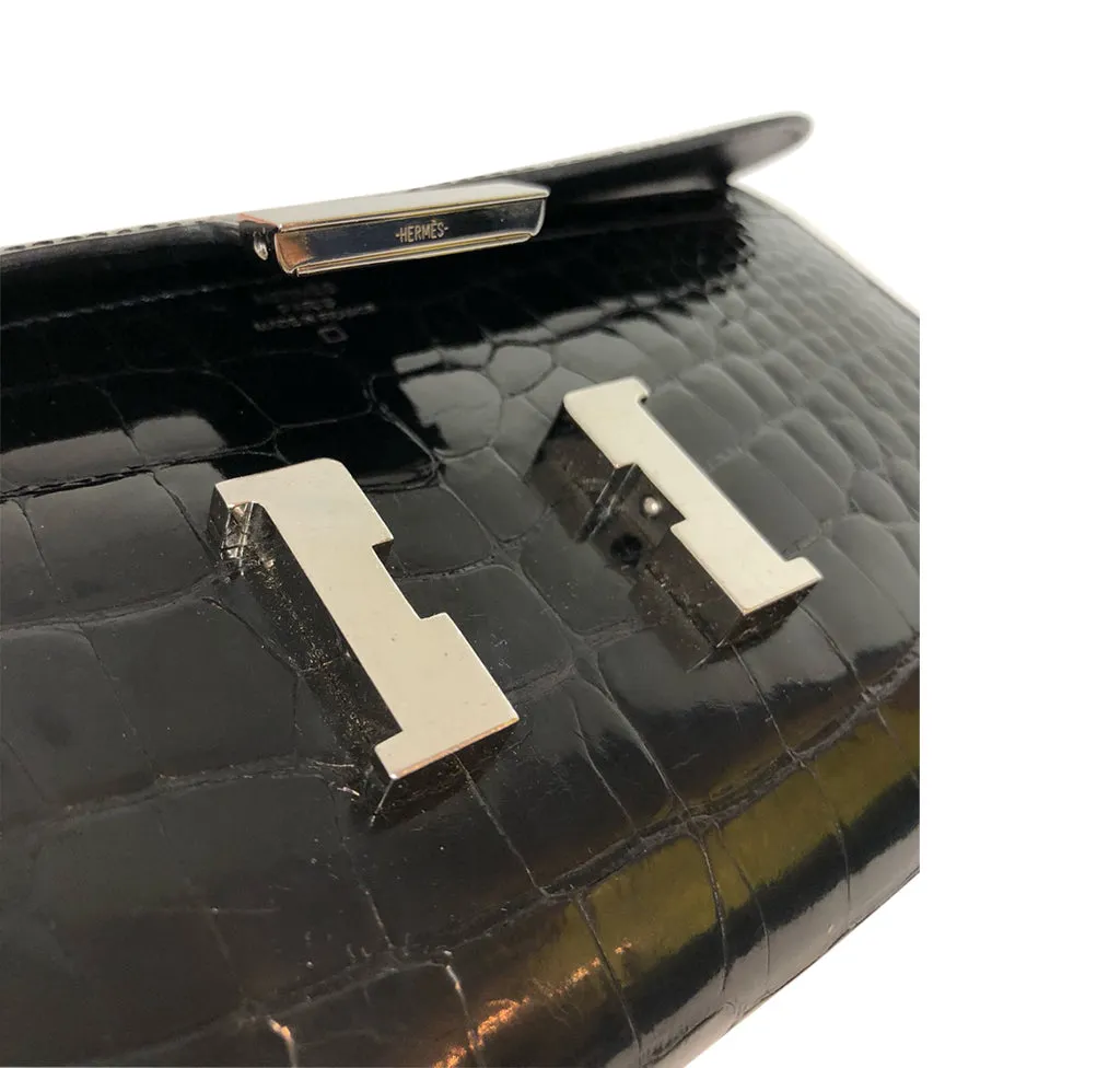 Hermès Constance Long Wallet Alligator Noir Clutch