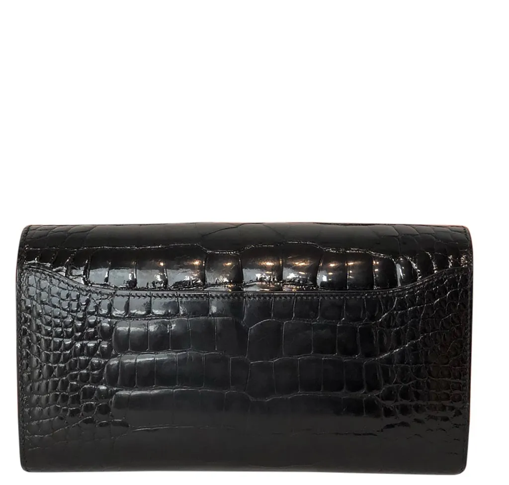 Hermès Constance Long Wallet Alligator Noir Clutch