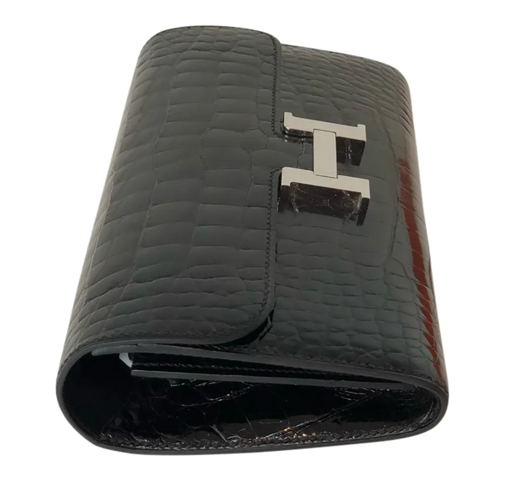 Hermès Constance Long Wallet Alligator Noir Clutch