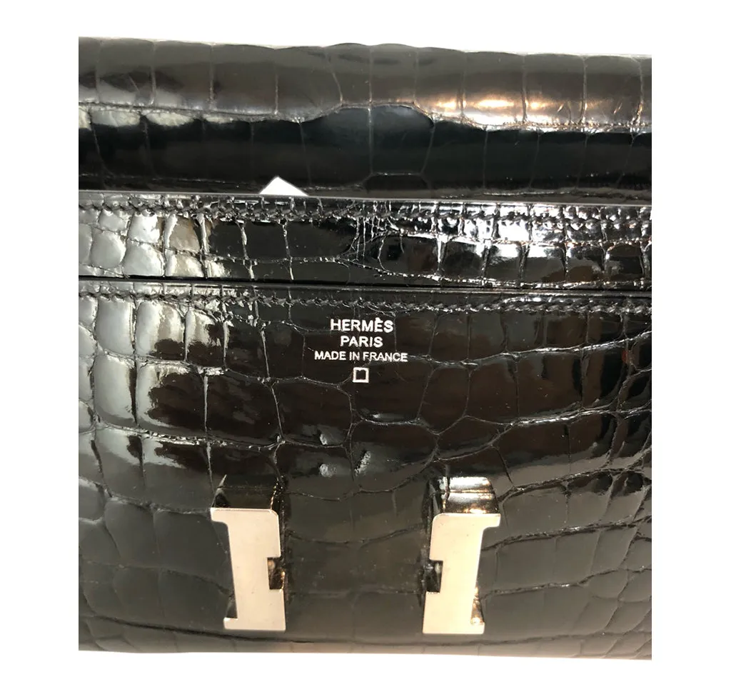 Hermès Constance Long Wallet Alligator Noir Clutch