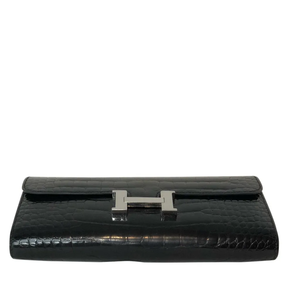 Hermès Constance Long Wallet Alligator Noir Clutch