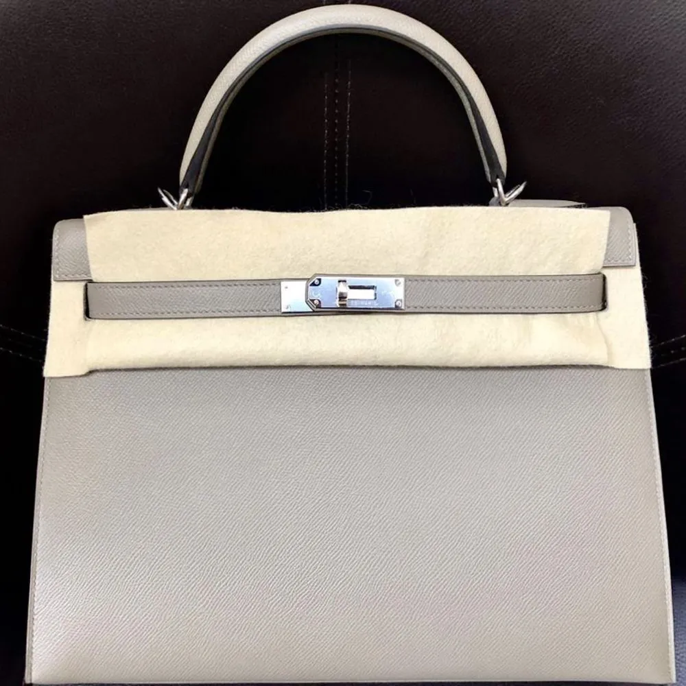 Hermès Kelly 32 Gris Asphalte Sellier Epsom Palladium Hardware PHW